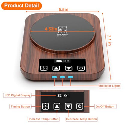 Sourdough Starter Warmer Mat - 24H Timer - Precise 1°F Thermostat Control (70-110°F) - Smart Memory Warming On/Off - Warming Heating Pad for Sour Dough Starter (Wood Grain) - color: Wood Grain