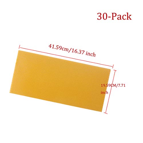 ZffXH 30 Pack Beeswax Sheets Bee Hive Frames and Wax Foundations Sheets Beeswax for Bee Hive Frames Natural Beeswax Honeycomb Sheets for Beekeeping Candle Making