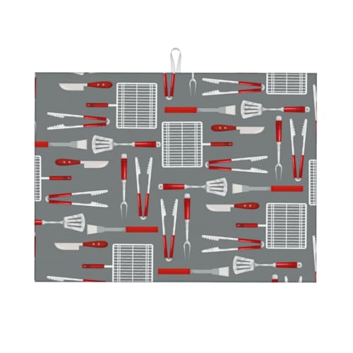 Barbecue Tools Dish Drying Mat For Kitchen Counter, Super Absorbent Microfiber Dish Drying Pad, Kitchen Gadgets For Easy Clean Multi-Use Large 18"x24" - color: Barbecue Tools
