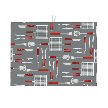 Barbecue Tools Dish Drying Mat For Kitchen Counter, Super Absorbent Microfiber Dish Drying Pad, Kitchen Gadgets For Easy Clean Multi-Use Large 18"x24" - color: Barbecue Tools