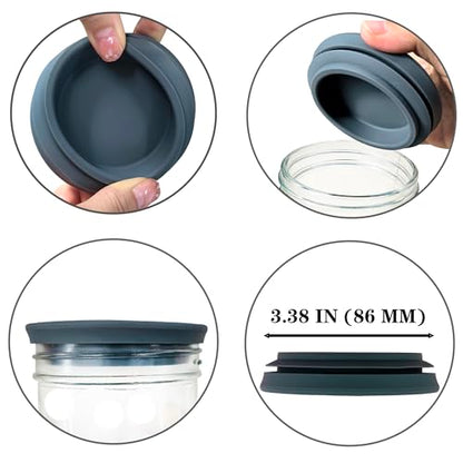 Wide Mouth Mason Jar Lids - Large Mouth Canning Lids Fit for All Wide Mouth Mason Jars,Food Grade Silicone Mason Jar Caps,Dishwasher Safe,Leak Proof Reusable Lids,5 Pack - color: Grey-5 Pack