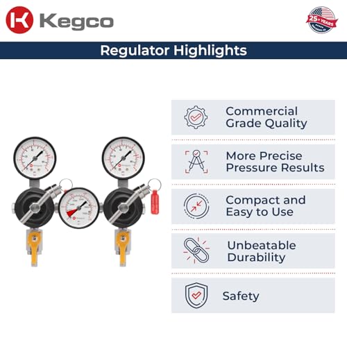 Kegco YH-76PRM-2 Commercial Grade Dual Body CO2 Draft Beer Regulator