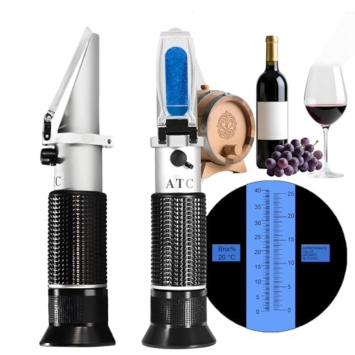 Wine Refractometer,V-Resourcing Hand Held Brix/Alcohol Refractometer with ATC for Wine Making Homebrew Kit, Dual Scale(Brix 0-40%, Alcohol 0-25%) - color: Wine Refractometer (Brix & Alcohol)