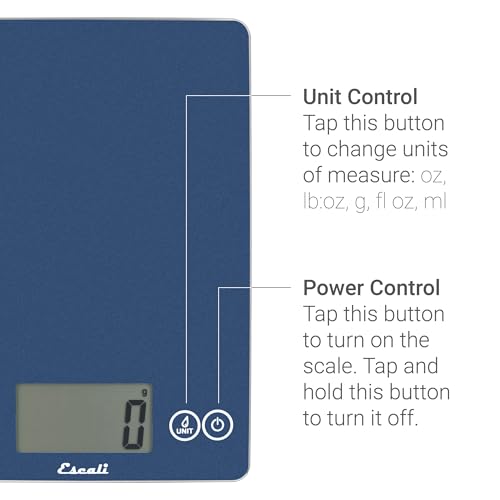 Escali Arti Glass Food Scale Digital Countertop Kitchen, Baking and Cooking Scale with Nutrition and Calorie Counter, 15-Pound Capacity, 9" x 6.5" x .75", Blue Mirage - color: Blue Mirage