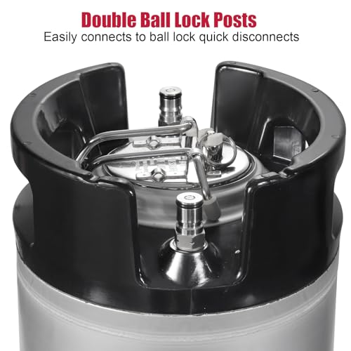 New 2.5 Gallon Keg Cornelius Keg, Stainless Steel Ball Lock Keg Beer Keg with Dual Rubber Handle, Corny Keg with with Ball Lock Keg Fittings for Homebrew