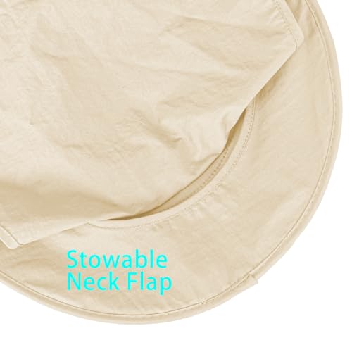 Sun Hats for Men Women Fishing Hat UPF 50+ Breathable Wide Brim Bucket Hats Summer UV Protection Safari Hat with Neck Flap - color: Beige