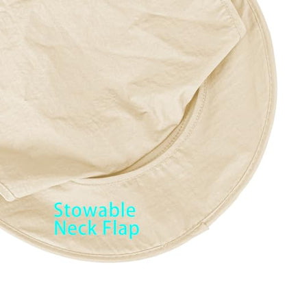 Sun Hats for Men Women Fishing Hat UPF 50+ Breathable Wide Brim Bucket Hats Summer UV Protection Safari Hat with Neck Flap - color: Beige