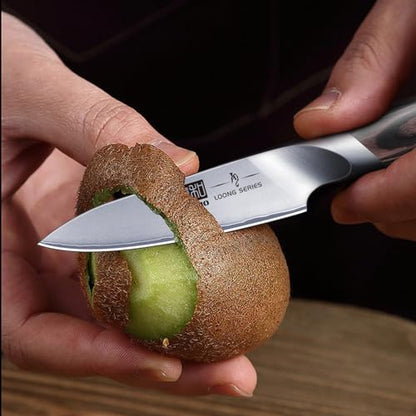 HOSHANHO 3.75 inch Paring Knife, Japanese High Carbon Stainless Steel Small Kitchen Knives, Ultra Sharp Fruit Knife with Ergonomic Pakkawood Handle - size: 3.7"