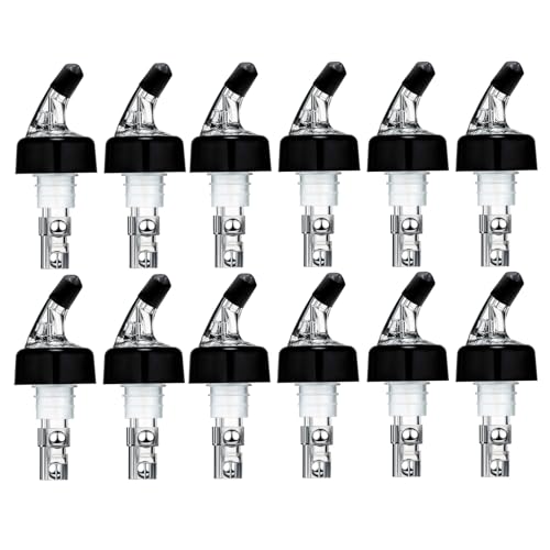 12 Pack Measured Liquor Pour Spout, Liquor Bottle Pourers, Measure Pour Spout for Liquor Bottles, Bottle Pourers for Alcohol, Shot Pourer Cocktail Liquor Dispenser Bar Bartending Tool -2oz/60ml - color: 12 Pack-Silver, size: 2 OZ-60 ML