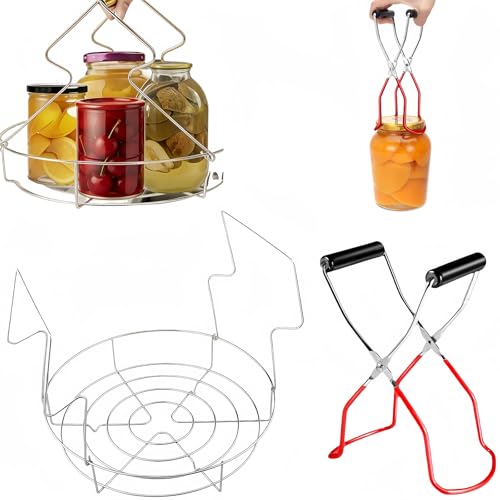 2pcs 12 Inch Canning Rack for Water Bath Canner, Stainless Steel Canning Basket & Pot Rack Insert with Contoured Handle for Secure Lifting, Fits Stock Pots (12 inch) - size: 12 inch