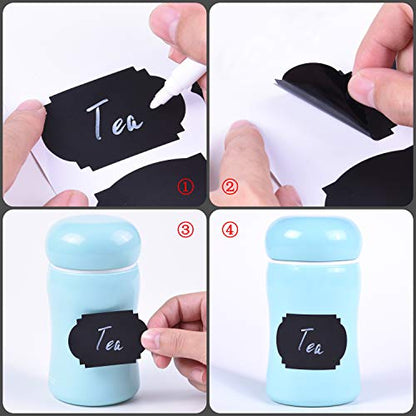 Wisdompro 190 Pcs Chalkboard Labels, Waterproof Blackboard Stickers | Multiple Sizes, Durable Vinyl, Reusable, Removable, for Storage Bins, Food Container, Mason Jars, Bottles - size: Small, Medium