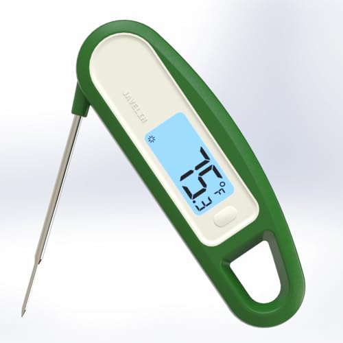 Lavatools PT12B Javelin 2 Ultra Fast Digital Instant Read Meat Thermometer for Grill and Cooking, 3" Probe, Compact Foldable Design, 1.5" Backlight Display, Water Resistant-Spinach - color: Spinach