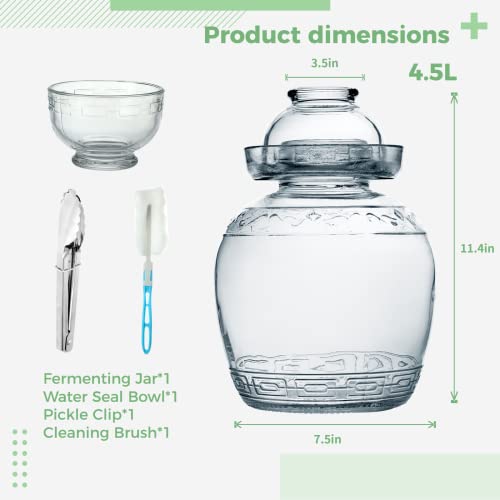 1.5L/2.5L/4.5L Glass Fermenting Jar, Large Capacity Sealed Pickle Jar, (C 4.5L/158oz) - color: C 4.5L/158oz