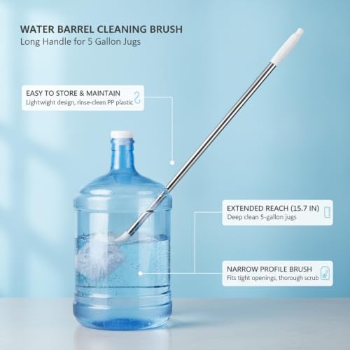 Water Barrel Cleaning Brush, Long Handle for 5 Gallon Jugs and Narrow Neck Containers (1 PC)
