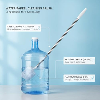 Water Barrel Cleaning Brush, Long Handle for 5 Gallon Jugs and Narrow Neck Containers (1 PC)
