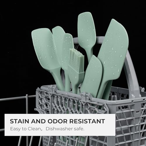 Elihome Mini Silicone Basting Pastry Brush, Cooking Brush for Oil Sauce Butter Marinades, Food Brushes for BBQ Grill Kitchen Baking, Baster Brushes Baste Pastries Cakes Meat Desserts, Food Grade, Sage - color: Sage Green