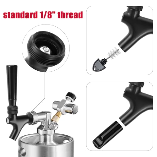 MRbrew Black Beer Faucet, Stainless Steel Core Commercial Kegerator Draft Beer Faucet for Dispenser with Beer Tap Handle & Plug, No Leaks Beer Keg Tap fit Home Bar Homebrew Beer Tower