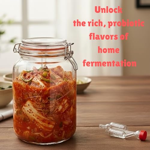 kitchentoolz 1-Gallon Mason Glass Fermenting Jar with Airlock Lid – Wide Mouth with Ounce & Milliliter Markings for Mead, Kombucha, Beer, Wine & Pickling - size: Pack of 1