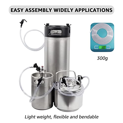 10 Feet - 3/16" ID 7/16" OD Beer Line Vinyl Tubing Keg Beer Line Replacement Kit with 4 Pcs Hose Clamps, Food Grade Hose for Kegerator, D Coupler, Draft Beer Tower Beer Dispensing - size: 10ft-Clear Beer Line