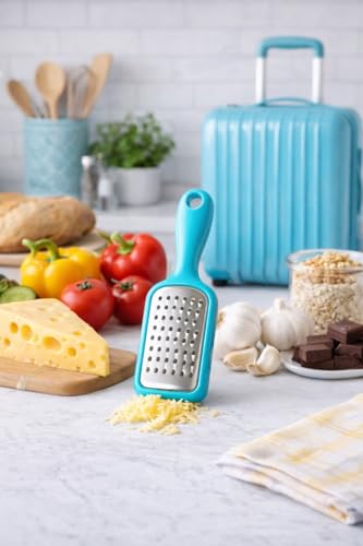 2 Pcs. Stainless Steel Mini Grater Cheese Garlic Nutmeg Chocolate 5" BPA Free (Blue) - color: Blue