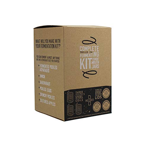 Stainless Steel Fermentation Jar Kit 3 Waterless Fermenter | Airlock Lids & 3 Pickle Helix Fermentation Weights, For Wide Mouth Mason Jars Recipe eBook Included With Fermenting Kit - size: Complete Kit