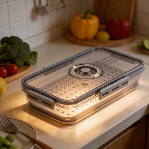 Deli Meat Container for Fridge - Airtight Lunchmeat Storage with Date Marker & Drip Tray, Leakproof Home Storage Container for Cold Cuts and Cheese