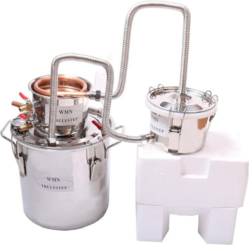 YUEWO 3 Pots DIY 8Gal/30Litres Still Copper Water Alcohol Distiller Home Brew Wine Making Kits with Thumper Keg for DIY Brandy Whisky Wine Essential Oils - color: Copper, size: 3Gal/12Litres