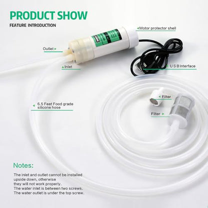 Portable USB Electric 5V Auto Siphon Self-Priming Pump for Home Brewing Wine/Beer/Kombucha, Water Transfer Pump with 6.5FT Food Grade Hose,2L/min,Low Noise
