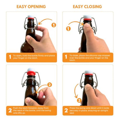 FastRack 33 oz Amber Swing Top Glass Bottles – 2 Pack | Flip Top Airtight Bottles (Not Olive Oil Style) | UV-Protective Bottles for Kombucha, Beer, Soda & Fermentation - color: Amber