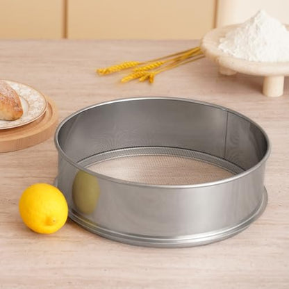 VEVOR Flour Sieve, 12 Mesh Sifter, 304 Stainless Steel Food-grade Fine Mesh Strainer, Dia. 12.6" for Baking, 5 Sizes Mesh Hole for Mungbean, Rice, Pearl Powder - style: 12 Mesh