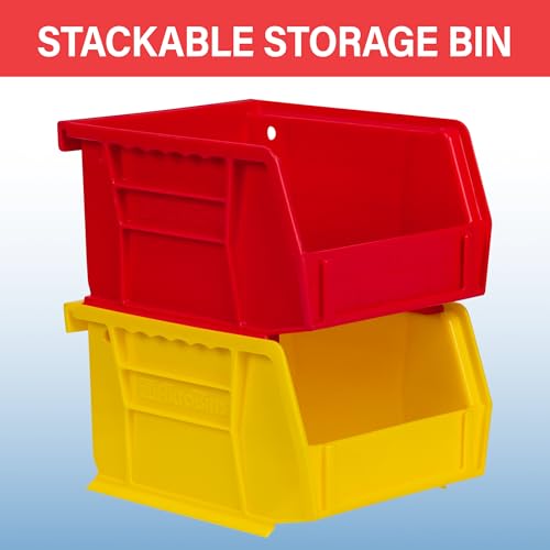 Akro-Mils 30210 AkroBins Plastic Storage Bins, Space-Saving Stackable Bins for Garage, Pantry, Craft Organization, 5" x 4" x 3", Stone, 24-Pack - color: Stone