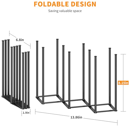 Foldable Baby Bottle Drying Rack-10 Poles Water Bottle Organizer for Cups,Travel Mugs,Silicone Bags- Collapsible Stainless Steel Bottle Rack Dryer (Gray) - color: Gray