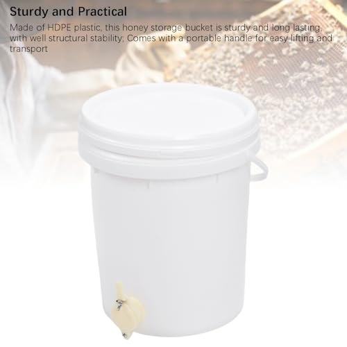 5 Gallon Honey Bucket with Gate Valve Tight Lid Portable Handle Beekeeping Container HDPE Plastic 19L for Easy Honey Extraction Beekeepers Apiary Home Commercial Use