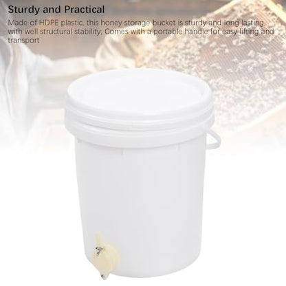 5 Gallon Honey Bucket with Gate Valve Tight Lid Portable Handle Beekeeping Container HDPE Plastic 19L for Easy Honey Extraction Beekeepers Apiary Home Commercial Use