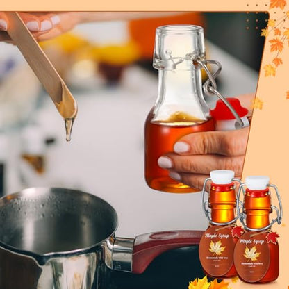 20 Sets Mini Limoncello Bottles Small Swing Top Glass Bottles Tiny Jar for Table Centerpieces Beverages Homemade Christmas Baby Shower Wedding Party Favors for Guests(2oz,Maple Syrup) - size: 2oz, style: Maple Syrup