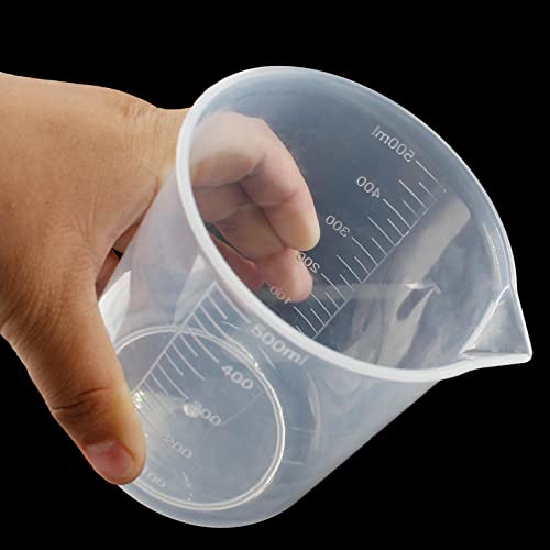 Waziaqoc 500ml/17.1oz Plastic Graduated Beaker, Transparent | 1 Pack, PP Material, Measuring Cup, For Kitchen Lab - color: 1pc, size: 500 ml