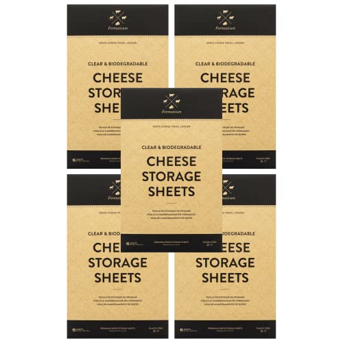 Formaticum Cheese Storage Sheets - Cheese Saver from France- Professional Earth Friendly Transparent Cheese Wrap - Cheese Sheet Savers of wood-based cellulose fibers - Clear 75 Sheets with 9" x 12" - size: 75 Sheets (5 Boxes)