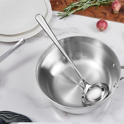 KEAWELL Premium 11" Verona Small Soup Ladle, 18/10 Stainless Steel, Heavy-Duty Construction, High-Polished Finish, Ergonomic Handle for Smooth Pouring, Dishwasher Safe (1, 11" Soup Ladle) - size: 11" Soup Ladle
