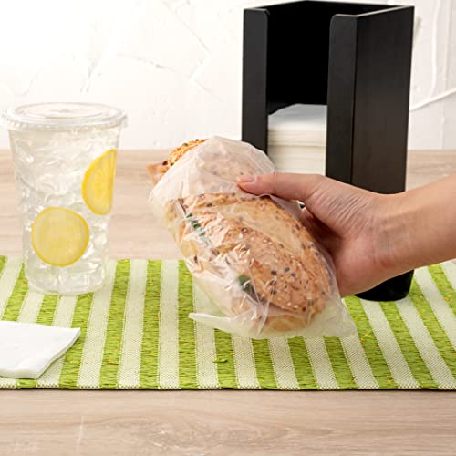Restaurantware Plastic Food Wraps 1000 Pack of 10.75" x 12" Pre-Cut Clear Sandwich Wraps Disposable Pop-Up Microwavable Freezable Greaseproof Food Covers for Burgers, Snacks, And Take Out - size: 12" x 10.8"