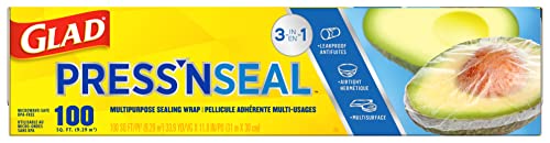 Glad Press'N Seal Plastic Food Wrap, 100 Square Foot Roll, Pack of 3, (Package May Vary) - size: 100 Sq Ft (Pack of 3)