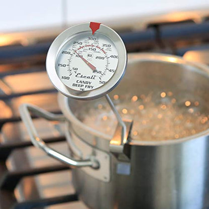 Escali AHC2 Stainless Steel Deep Frying and Candy Thermometer with Pot Clip, 12-Inch Probe with Candy Temperature Zones, NSF Certified - style: Long Probe