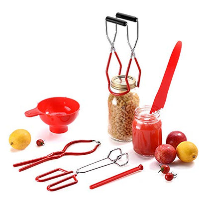 Canning Tools Set, Bubble Popper/Bubble Measurer/Bubble Remover Tool for Cannings Pot, Water Bath& Pressure Canner, Include Tongs, Wide Mouth Funnel, Jar Lifter, Jar Wrench, Magnetic Lid Lifter