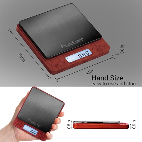 Fuzion Digital Scale .01 Gram Accuracy, 500g Mini Food Scales for Small Jewelry, Gold, Herb, Spice - Weight Gram and Oz - color: Wood Grain