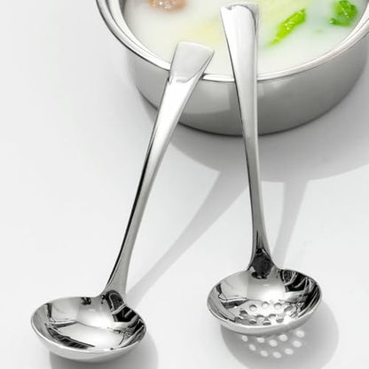 7.7 Inch Small Ladle,Pack of 2,Premium 18/10 Stainless Steel Kitchen Ladle for Soups,dressings,Sauces,Gravy,Stews and More,Silver