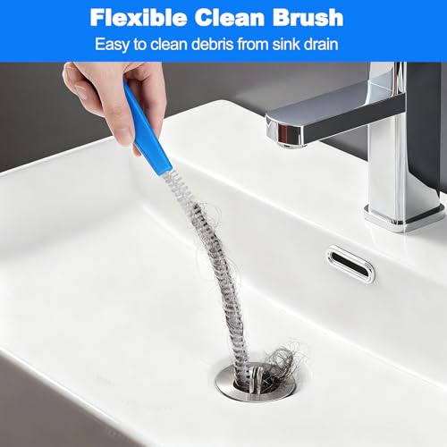 P Trap Cleaner Set,3 IN 1 P Trap Brush | Extra Long Cleaning Set with Drain Snake Remover,Wire Brush and All Bristle Brush, for Shower Kitchen Sink Bath Tub Bathroom