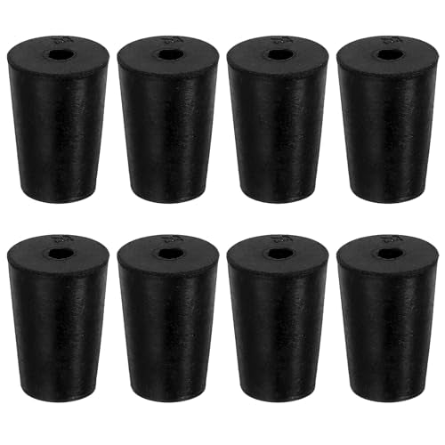 8Pcs Solid Rubber Stopper Bungs - 13MM to 17MM Rubber Tapered Plug Flexible Durable Test Tubes Bungs with Hole, Easy to Insert & Remove for Lab Apparatus Home Flask - color: 13mm to 17mm