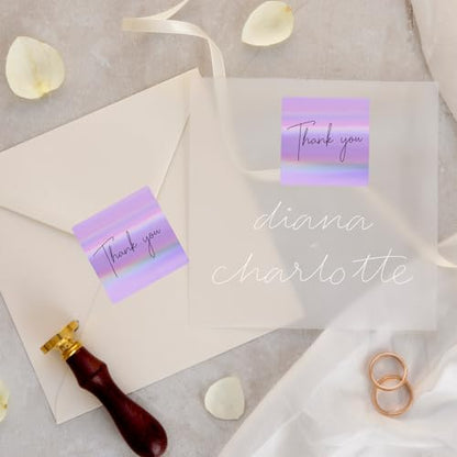 Square Thermal Labels Stickers 3" x 3", Holographic Thermal Stickers Labels, Glitter Self-Adhesive Direct Thermal Label for Small Business- Holographic Purple - color: Holographic Purple, size: 3 X 3 inch