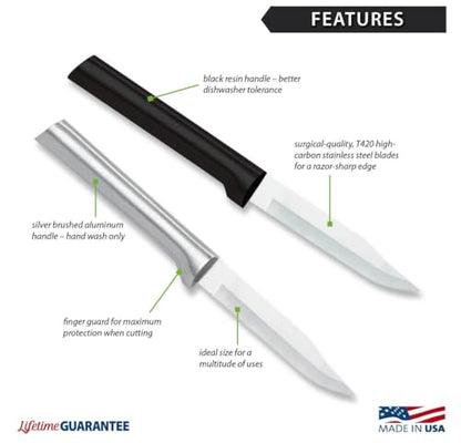 Rada Cutlery Regular Paring Knife (R101), 3.25" Stainless Steel Blade, Silver Handle - color: Silver