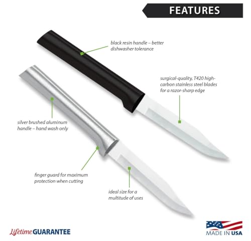 Rada Cutlery Regular Paring Knife (W201), 3.25" Stainless Steel Blade, Black Handle - color: Black