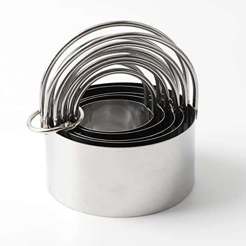 Cookie Cutters Set of 10, 5 sizes round and 5 sizes square Stainless steel Biscuit cutters with handles
